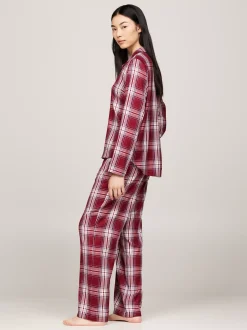 Piżamy & Odziez Nocna*Tommy Hilfiger Flanelowa Piżama TH Original PLAID CHECK DEEP ROUGE
