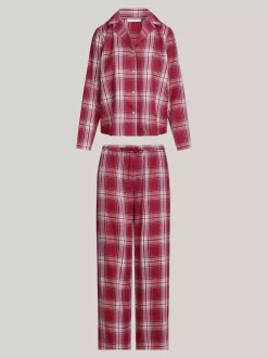 Piżamy & Odziez Nocna*Tommy Hilfiger Flanelowa Piżama TH Original PLAID CHECK DEEP ROUGE