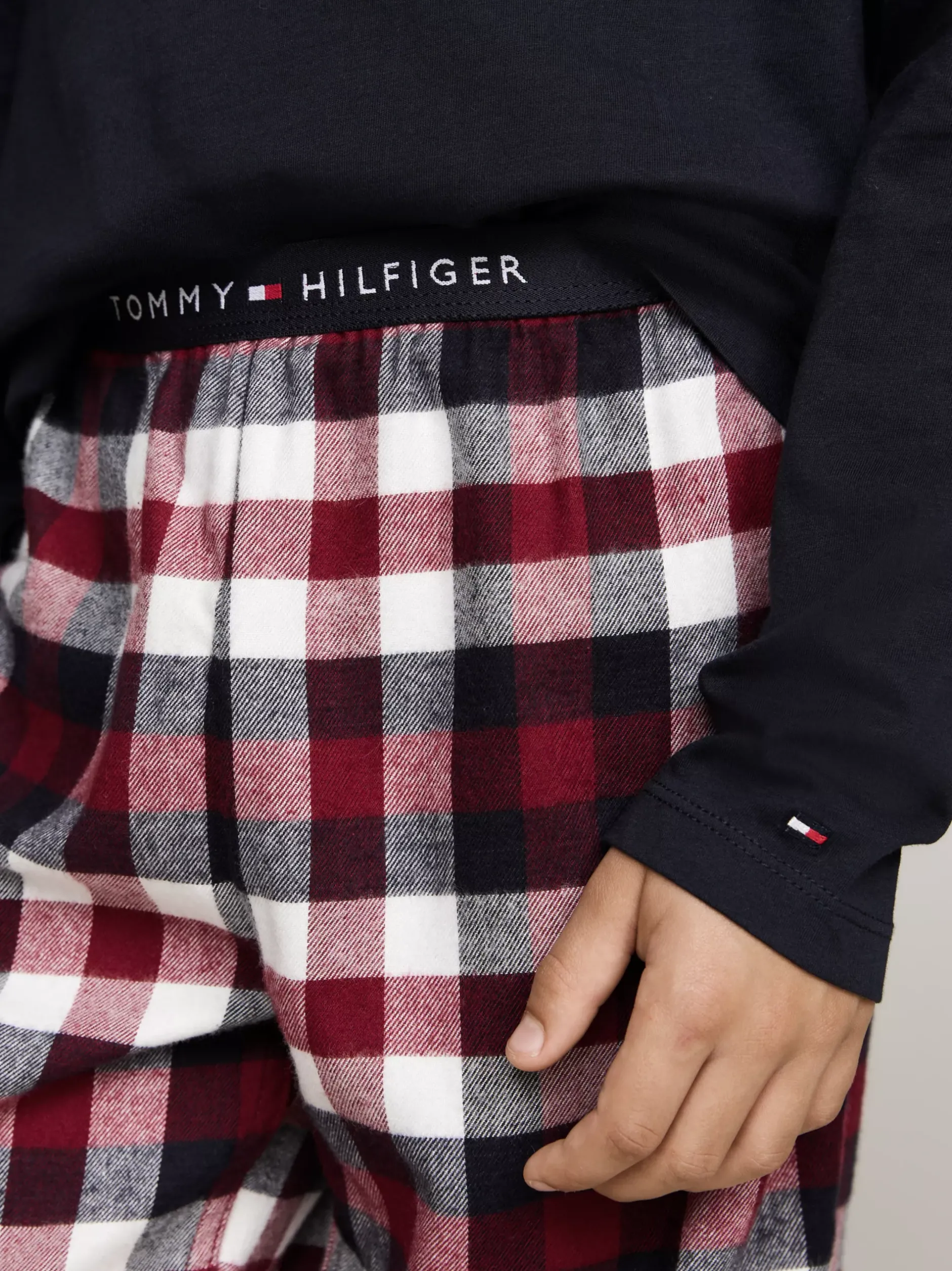 Underwear & Socks*Tommy Hilfiger Flanelowa Piżama TH Signature Z Logo DESERT SKY/HERITAGE PLAID ROUGE