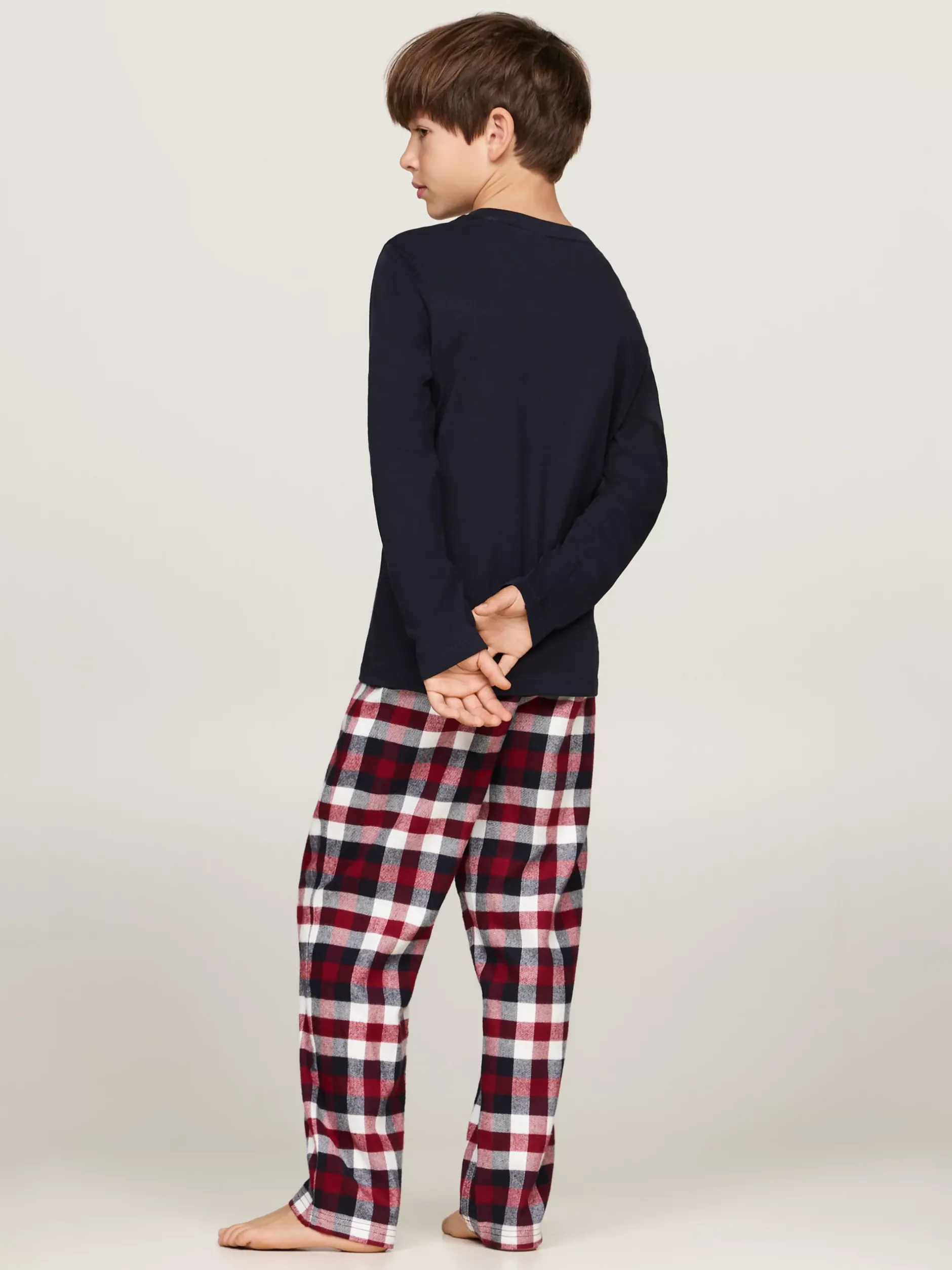 Underwear & Socks*Tommy Hilfiger Flanelowa Piżama TH Signature Z Logo DESERT SKY/HERITAGE PLAID ROUGE