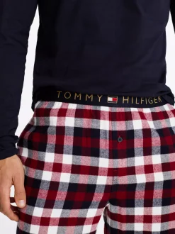 Piżamy*Tommy Hilfiger Flanelowe Spodnie Od Piżamy TH Original HERITAGE CHECK MIDI ROUGE