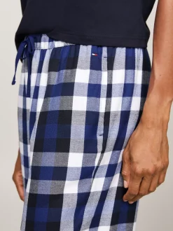 Piżamy & Odziez Nocna*Tommy Hilfiger Flanelowy Dół Od Piżamy TH Original HERITAGE CHECK MIDI BLUE INK