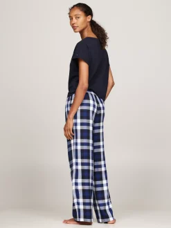 Piżamy & Odziez Nocna*Tommy Hilfiger Flanelowy Dół Od Piżamy TH Original HERITAGE CHECK MIDI BLUE INK