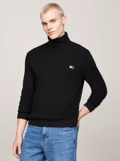 Swetry Z Golfem|Swetry*Tommy Hilfiger Golf O Wąskim Kroju Z Domieszką Wełny BLACK