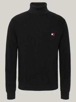 Swetry Z Golfem|Swetry*Tommy Hilfiger Golf O Wąskim Kroju Z Domieszką Wełny BLACK