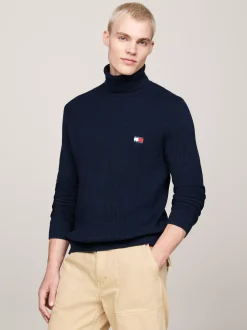 Swetry Z Golfem|Swetry*Tommy Hilfiger Golf O Wąskim Kroju Z Domieszką Wełny DARK NIGHT NAVY