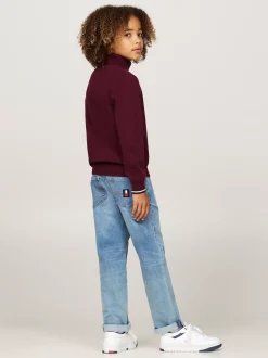Dzianina*Tommy Hilfiger Golf Z Dzianiny O Drobnym Splocie DEEP ROUGE