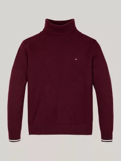 Dzianina*Tommy Hilfiger Golf Z Dzianiny O Drobnym Splocie DEEP ROUGE