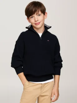 Dzianina*Tommy Hilfiger Golf Z Zapięciem Na Zamek Do 1/4 Długości DESERT SKY
