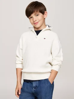 Dzianina*Tommy Hilfiger Golf Z Zapięciem Na Zamek Do 1/4 Długości IVORY PETAL