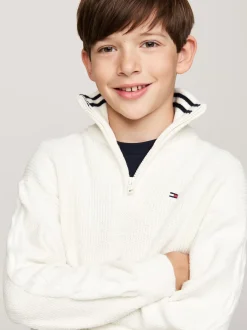 Dzianina*Tommy Hilfiger Golf Z Zapięciem Na Zamek Do 1/4 Długości IVORY PETAL
