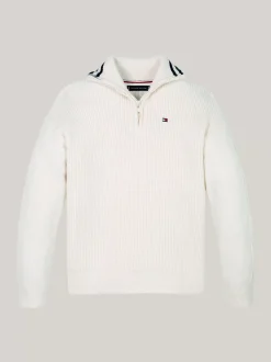 Dzianina*Tommy Hilfiger Golf Z Zapięciem Na Zamek Do 1/4 Długości IVORY PETAL