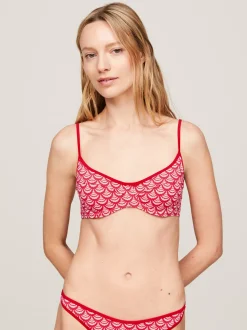 Stroje Kąpielowe*Tommy Hilfiger Góra Od Bikini O Fasonie Balkonetki Z Nadrukiem OVERSIZED GEO WAVE PRIMARY RED