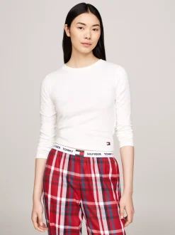 Stroje Domowe*Tommy Hilfiger Góra Od Piżamy TH Heritage ECRU