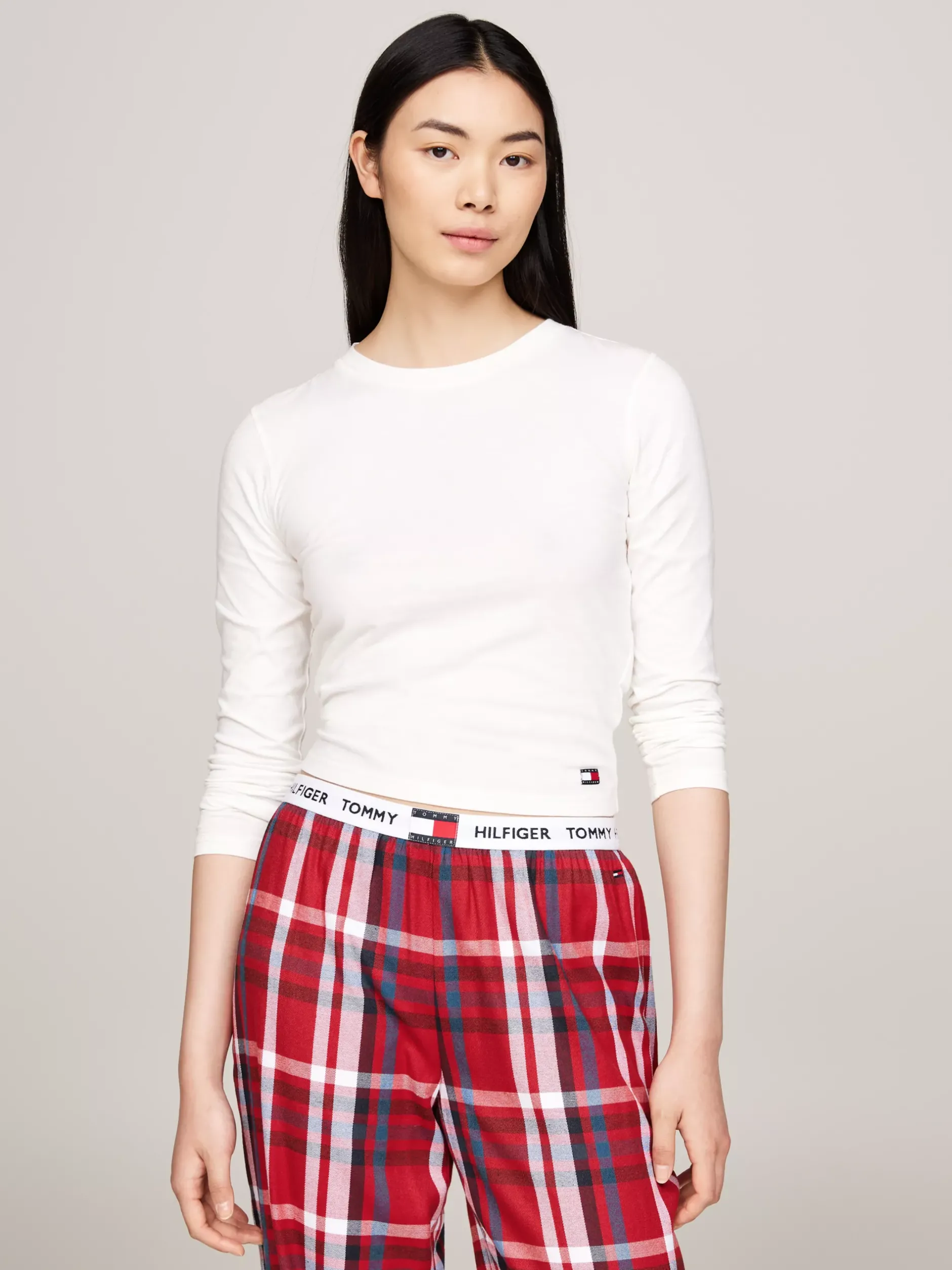 Stroje Domowe*Tommy Hilfiger Góra Od Piżamy TH Heritage ECRU