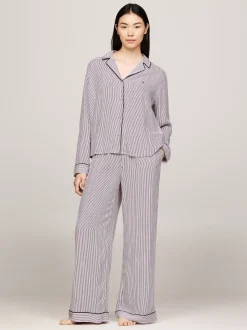 Piżamy & Odziez Nocna*Tommy Hilfiger Góra Od Piżamy TH Logo Lace MONOTYPE ITHACA STRIPE DEEP ROUGE