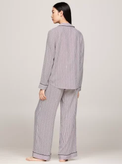 Piżamy & Odziez Nocna*Tommy Hilfiger Góra Od Piżamy TH Logo Lace MONOTYPE ITHACA STRIPE DEEP ROUGE