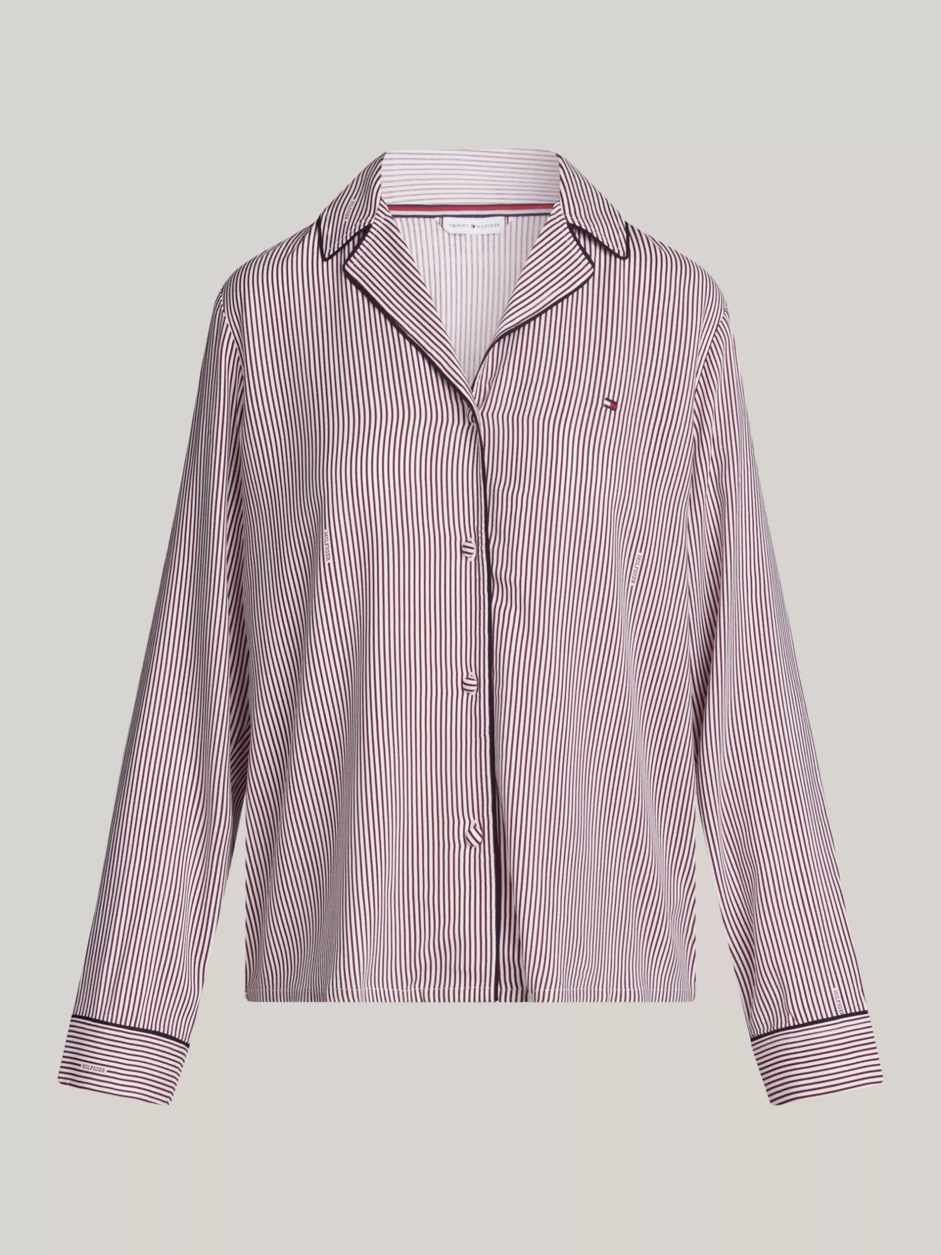 Piżamy & Odziez Nocna*Tommy Hilfiger Góra Od Piżamy TH Logo Lace MONOTYPE ITHACA STRIPE DEEP ROUGE