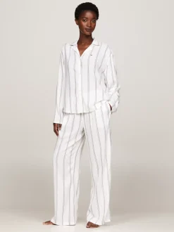 Koszule & Bluzki*Tommy Hilfiger Góra Od Piżamy TH Original THIN STRIPES IVORY