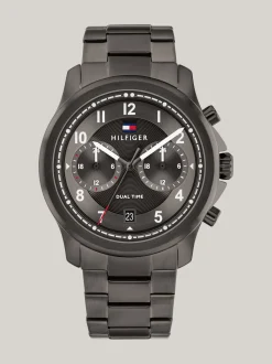 Zegarki*Tommy Hilfiger Grafitowy Zegarek Z Subtarczami Dual Time GREY