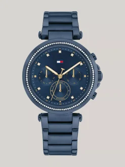 Zegarki*Tommy Hilfiger Granatowy Zegarek Z Kryształkami BLUE
