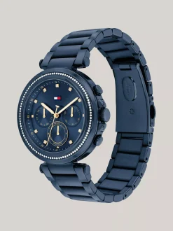 Zegarki*Tommy Hilfiger Granatowy Zegarek Z Kryształkami BLUE