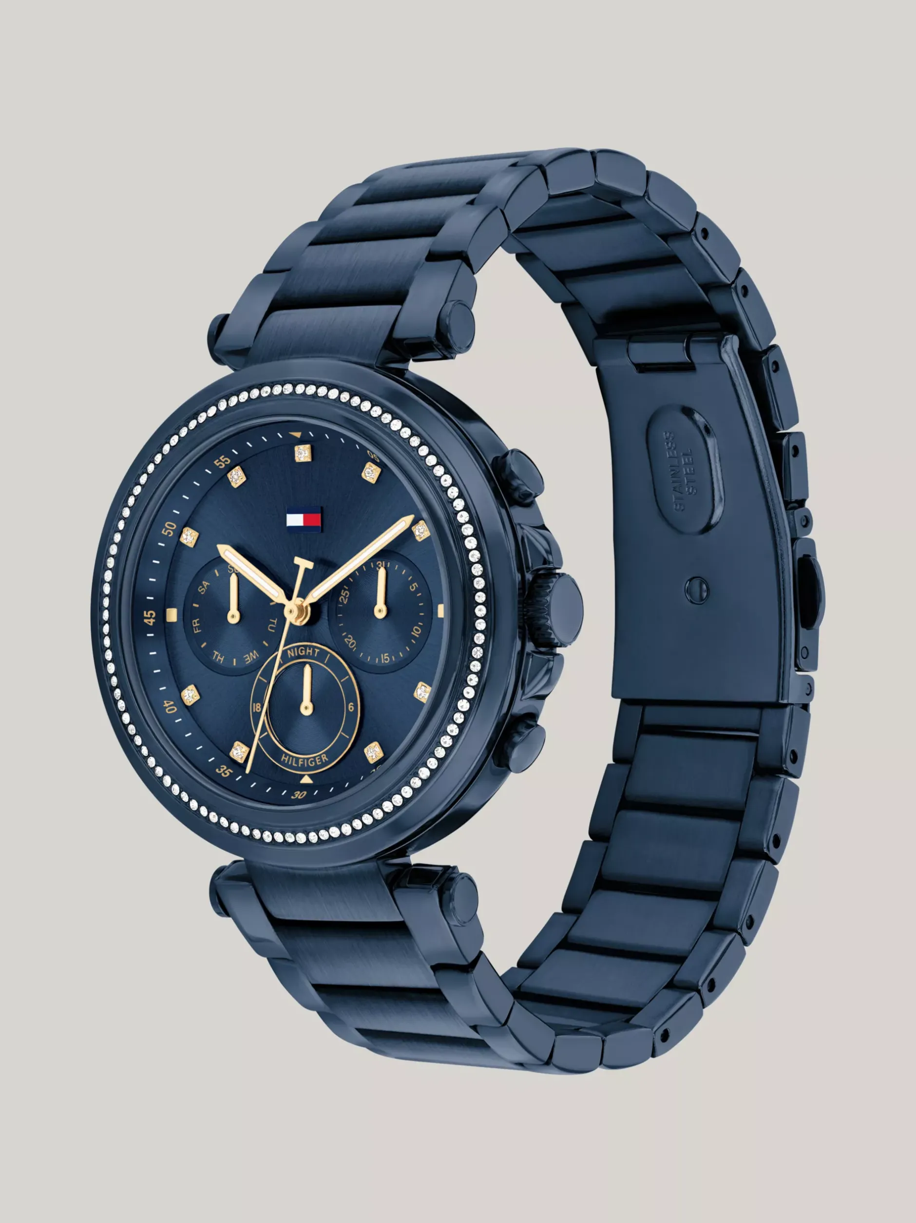 Zegarki*Tommy Hilfiger Granatowy Zegarek Z Kryształkami BLUE