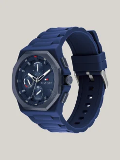 Zegarki*Tommy Hilfiger Granatowy Zegarek Z Silikonowym Paskiem BLUE