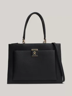 Torebki-Worki*Tommy Hilfiger Groszkowana Torebka Na Pasku TH Monogram BLACK