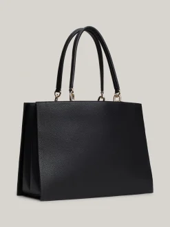 Torebki-Worki*Tommy Hilfiger Groszkowana Torebka Na Pasku TH Monogram BLACK