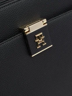 Torebki-Worki*Tommy Hilfiger Groszkowana Torebka Na Pasku TH Monogram BLACK