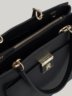 Torebki-Worki*Tommy Hilfiger Groszkowana Torebka Na Pasku TH Monogram BLACK