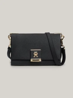 Torebki Na Pasku*Tommy Hilfiger Groszkowana Torebka Na Ramię TH Monogram BLACK