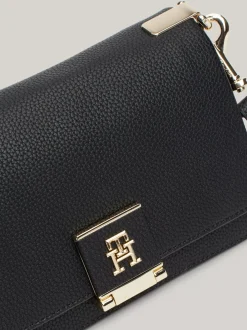 Torebki Na Pasku*Tommy Hilfiger Groszkowana Torebka Na Ramię TH Monogram BLACK