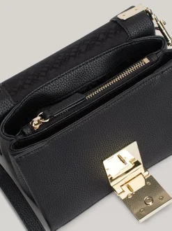 Torebki Na Pasku*Tommy Hilfiger Groszkowana Torebka Na Ramię TH Monogram BLACK