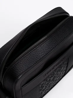 Torebki Na Pasku*Tommy Hilfiger Groszkowana Torebka Reporterka TH Monogram BLACK