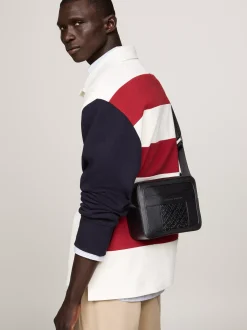 Torebki Na Pasku*Tommy Hilfiger Groszkowana Torebka Reporterka TH Monogram BLACK