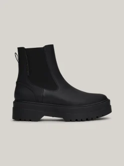 Chelsea Boots|Botki*Tommy Hilfiger Gumowane Sztyblety Na Grubej Podeszwie BLACK