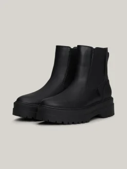Chelsea Boots|Botki*Tommy Hilfiger Gumowane Sztyblety Na Grubej Podeszwie BLACK