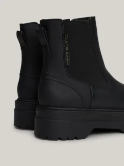 Chelsea Boots|Botki*Tommy Hilfiger Gumowane Sztyblety Na Grubej Podeszwie BLACK