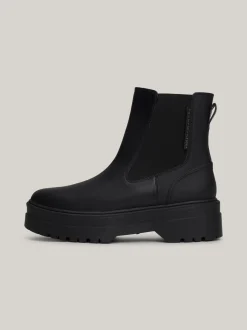 Chelsea Boots|Botki*Tommy Hilfiger Gumowane Sztyblety Na Grubej Podeszwie BLACK
