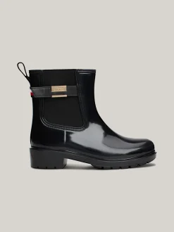 Botki*Tommy Hilfiger Gumowce Na Obcasie Klockowym BLACK