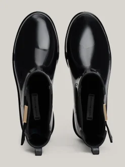Botki*Tommy Hilfiger Gumowce Na Obcasie Klockowym BLACK