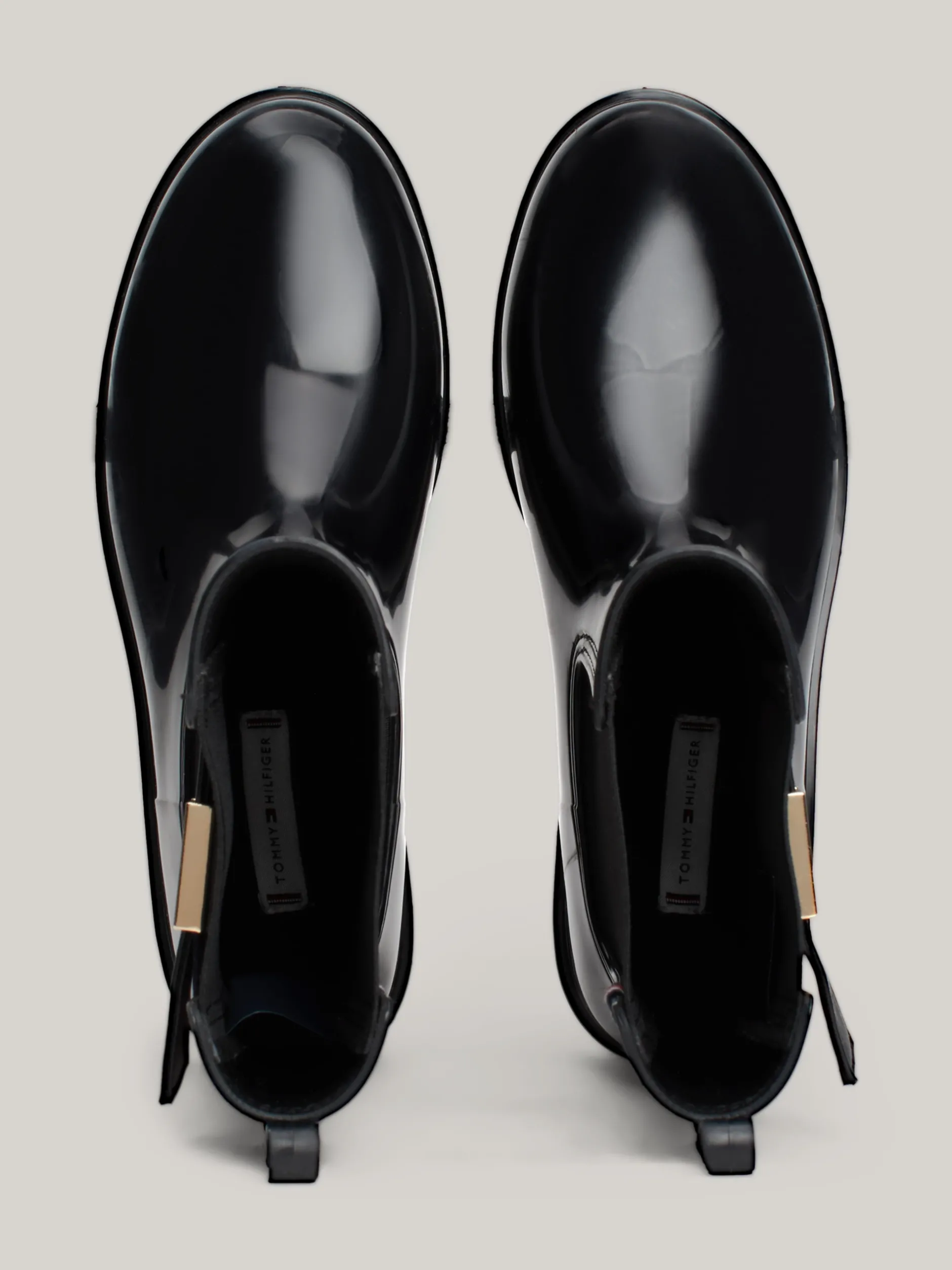 Botki*Tommy Hilfiger Gumowce Na Obcasie Klockowym BLACK