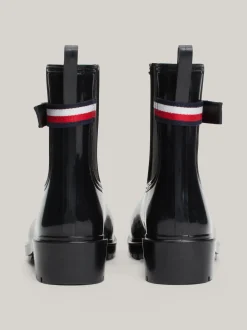 Botki*Tommy Hilfiger Gumowce Na Obcasie Klockowym BLACK