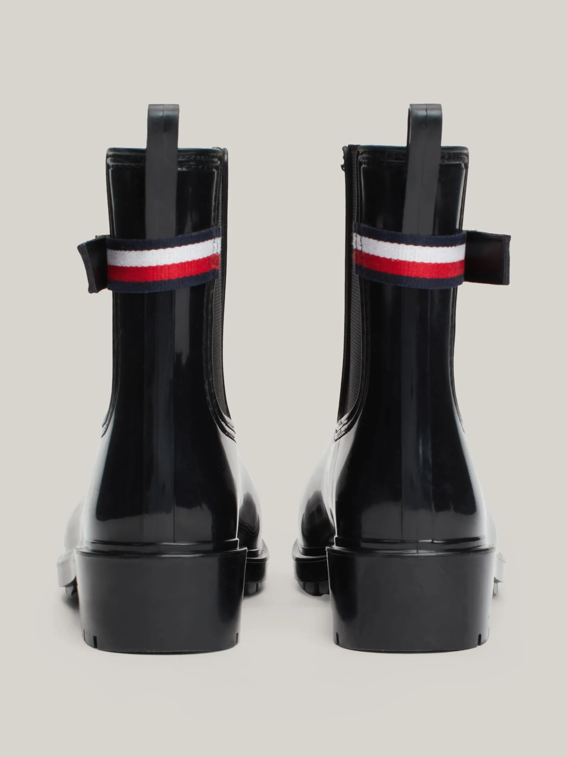 Botki*Tommy Hilfiger Gumowce Na Obcasie Klockowym BLACK