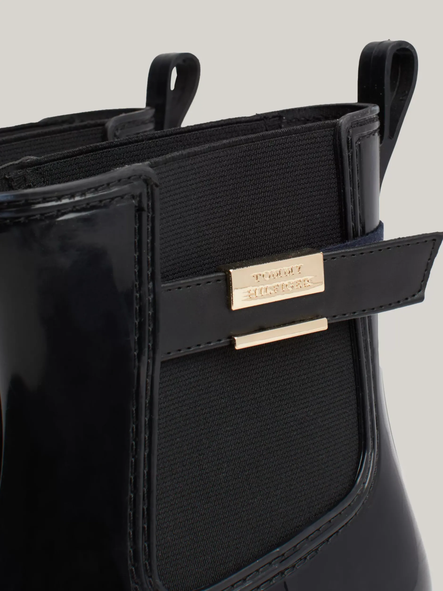 Botki*Tommy Hilfiger Gumowce Na Obcasie Klockowym BLACK