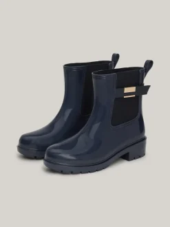 Botki*Tommy Hilfiger Gumowce Na Obcasie Klockowym SPACE BLUE