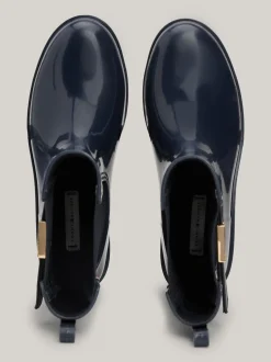 Botki*Tommy Hilfiger Gumowce Na Obcasie Klockowym SPACE BLUE