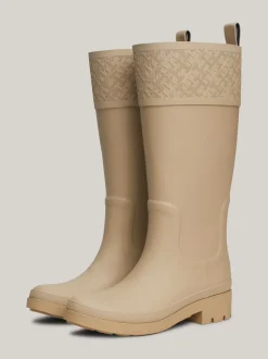 Botki*Tommy Hilfiger Gumowe Kalosze Na Podeszwie Z Protektorem BEIGE
